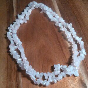 Rose Quartz 34 Inch Chips Necklace